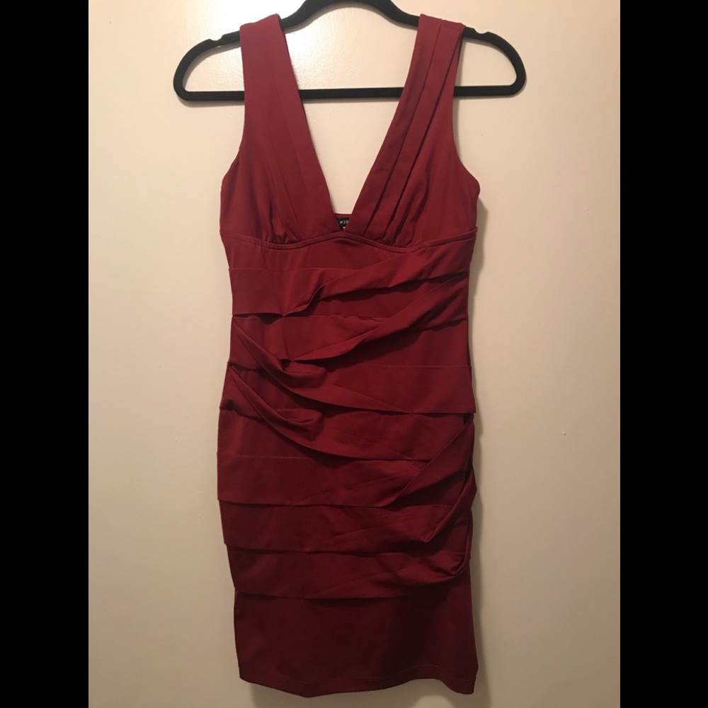 Nikibiki ♡ Red Deep V Neck Bodycon Dress - Picture 1 of 3